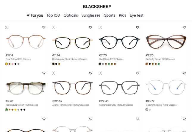 Lunettes vendues sur le site de Blacksheep